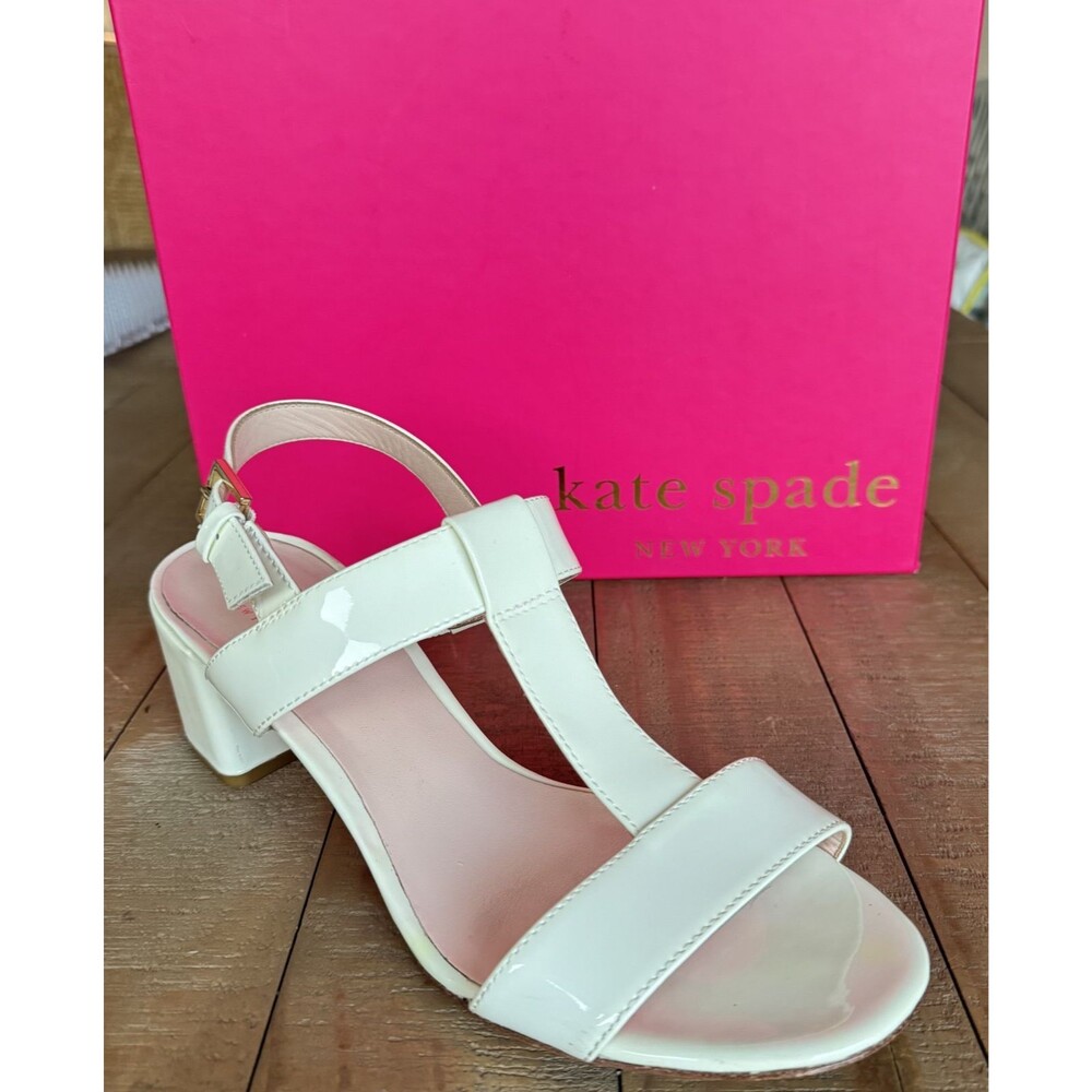 Kate Spade Patricia Ivory Patent Leather Old Money Wedding Party Summer Sandal 9